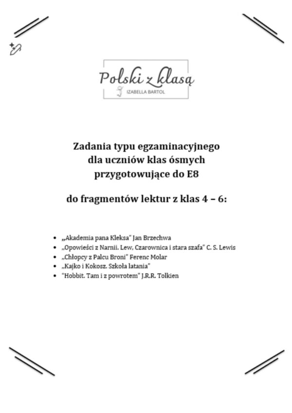 Zadania egzaminacyjne do lektur z klas 4-6